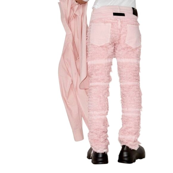 1017 ALYX 9SM X Blackmeans Pink Shredded Straight Leg Denim Jeans Mens Size 34 - Picture 2 of 11